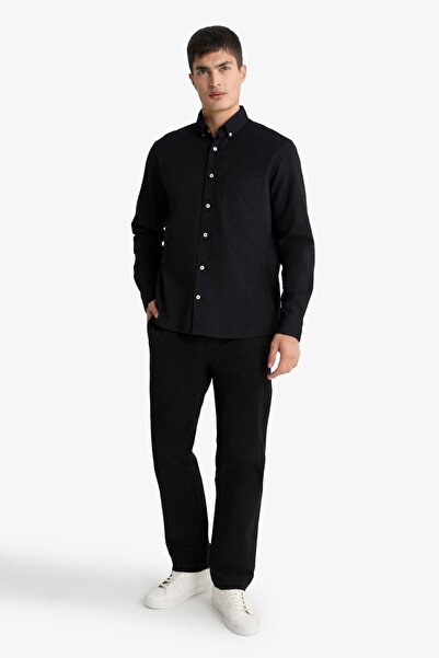 DeFacto Regular Fit Polo Yaka Gabardin Uzun Kollu Gömlek F1261AX25AU