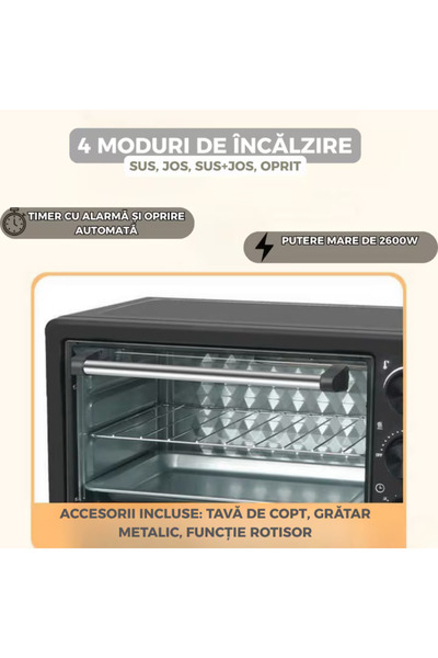 STBON Electric oven 48L, 2600W, multifunctional with rotisserie
