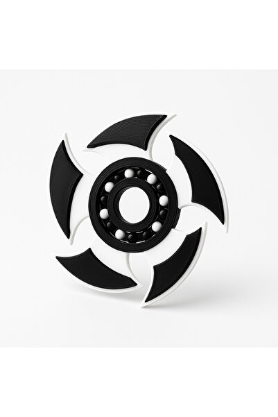 Nobrand Ninja Yıldızı Tasarımlı Siyah Beyaz Fidget Spinner – Stress Çarkı (Dekoratif Oyuncak)