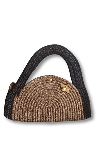 ABAS Kordon Tres İp Trend Model Kırçılli Kahve Ve Siyah Renk Kadın El Çantası