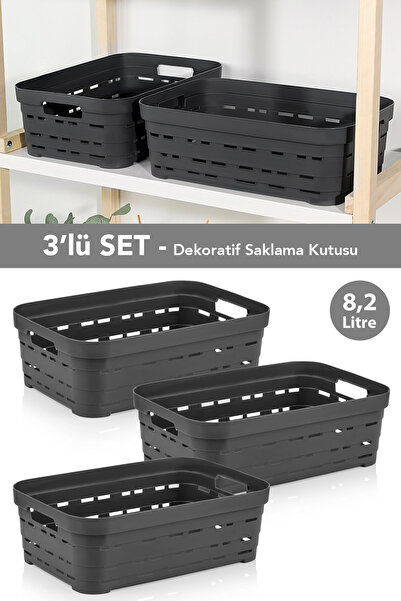 Meleni Home 3'lü Delikli Dekoratif Piramit Saklama Kutusu - Dolap İçi Düzenle...