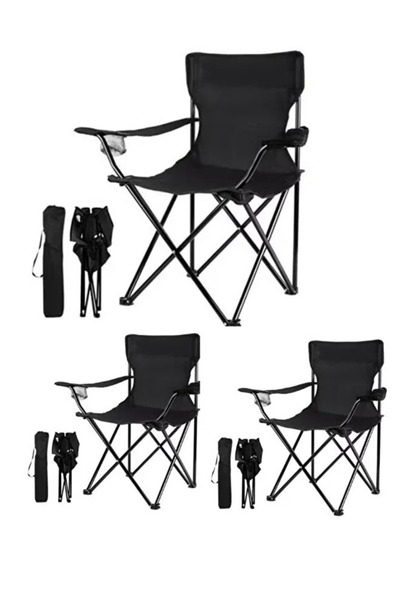 Generic Set of 3 folding camping chairs (Oxford fabric, metal legs) - comfortable and lightweight
