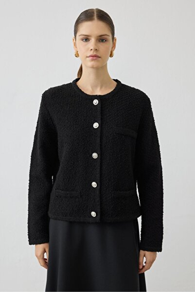 TERZİ DÜKKANI TRICO TEXTURAT VERONA CARDIGAN SCURT NEGRU