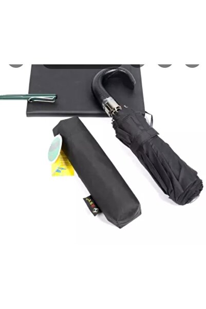 ELEVEN MARKETS Deri Sap Lux Tam Otomatik 8 Telli Erkek Şemsiye Kısa Baston Şe...