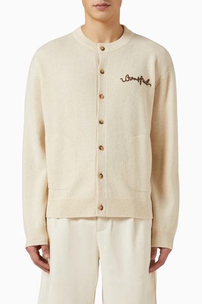 BRAM'S FRUIT Boxing Glove Detailed Knit Cardigan, Plush Wool & Nylon, Luxurio...