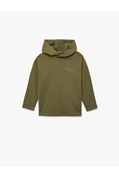Koton Pamuklu Uzun Kollu Kapşonlu Baskılı Sweatshirt