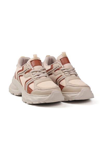 KAJILA Women's Beige Brown Mesh Sneaker Casual Orthopedic Sports Shoes