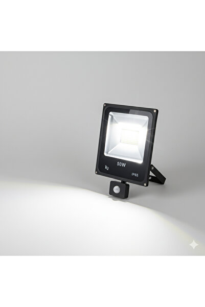 K2 KLF160B Hareket Sensörlü Alüminyum Döküm COB LED Projektör 50W Beyaz Işık