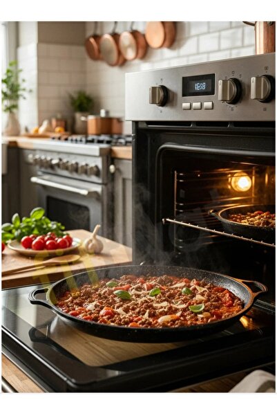 abnturk 37 cm Granit Döküm Çok Amaçlı Saç Kavurma Bazlama Gözleme Izgara Tavası