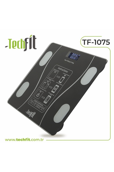Techfit TF1075FİT SİYAH BLUETOOTH BASKÜL VÜCUT ANALİZLİ TARTI