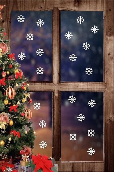 Hediyeni Al 48'li Kar Tanesi Sticker Seti | Laptop Ajanda Notebook Defter Duvar Dolap Cam Kapı Pencere Etiket