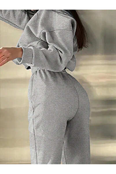 macklin Unisex Erkek Kadın Paris Baskılı 3 İplik Bisiklet Yaka Eşofman Takımı