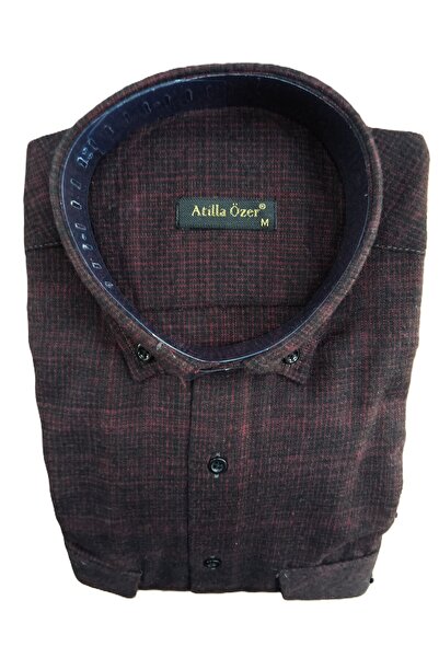 ATİLLA ÖZER Winter Comfortable Fit 2 Pocket Pockets with Flap Buttons 100% Cotton Men's Shirt
