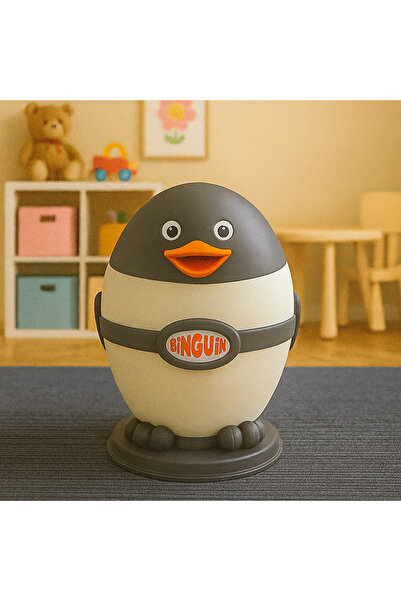 NETAKS Binguin 9 Litre Penguen Şekilli Çöp Kovası – Çocuk Odası Dekoratif Atık Kutusu