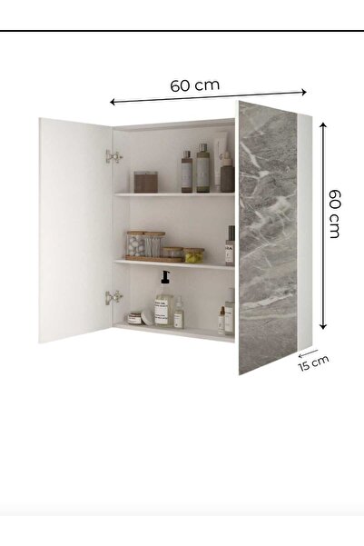 TETTO ELAGANTE 2 Kapaklı (AMALFİ-ATLAS ÇAM ) 60X60 Aynalı Banyo Dolabı Çok Amaçlı Banyo Dolabı