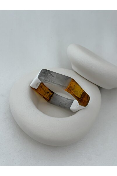 Özce Gray Detail Three-Color Hexagonal Bone Model Bracelet (Inner Diameter: 6...