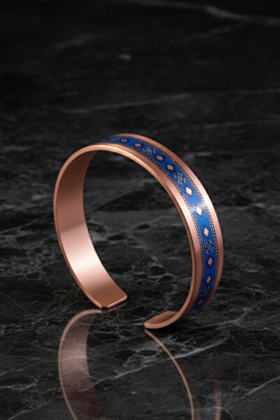 OSMANLI GÜMÜŞ Women's Copper Bracelet Ring Set - Lola Model Special Edition Metal Box and Quartz Stone