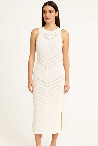 Maison La Femme Kadın Triko Elbise Transparan Detaylı Askılı Triko Elbise