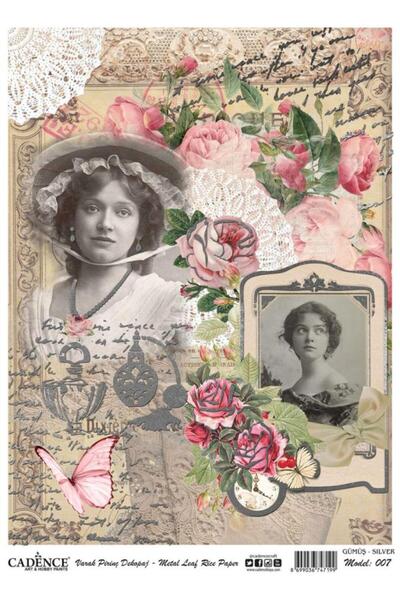 Cadence Patterned Silver Foil Rice Decoapaj Paper - Model 007