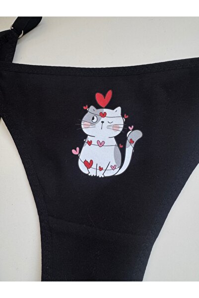 selenesilhouettes KEDİ BASKILI İÇ ÇAMAŞIRI