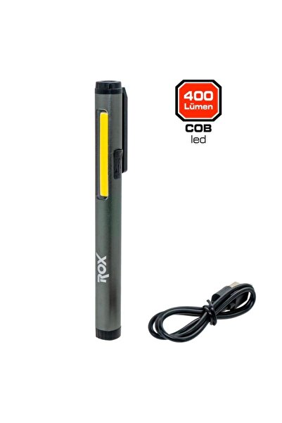 Rox 0231 Alüminyum Kalem Tip Mıknatıslı Şarjlı Fener 400 Lümen
