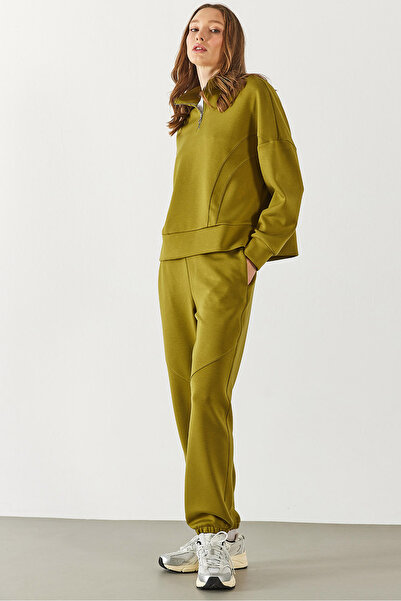 VENA Julia М'які джоггінг-штани з частковою фактурою (CUPRO) — оливкові