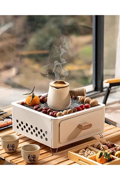 Cady One Portable Square Charcoal Grill with Removable Charcoal Tray, Smokeless Outdoor Grill for Ca