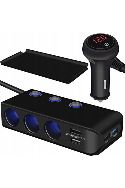 zola USB lighter adapter, 4 USB ports, 3 lighter plugs, 12-24V, 120W, on/off function