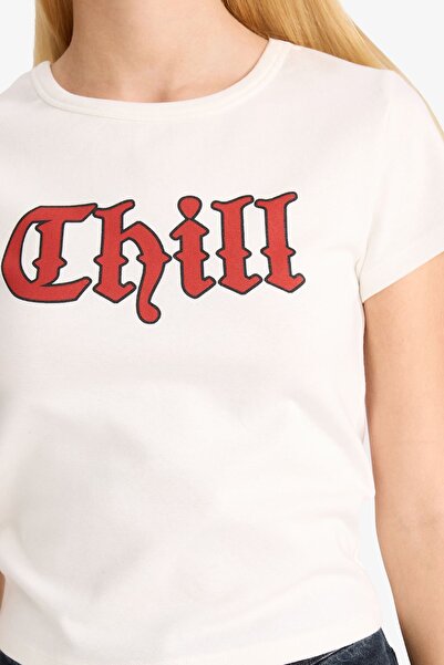 DeFacto Coool Fitted Printed Ribbed Short Sleeve T-Shirt G1222Ax25Au