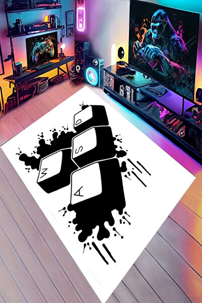 Reyhani WASD Klavye Desenli Kaymaz Taban Makinede Yıkanabilir Gaming Oyuncu G...