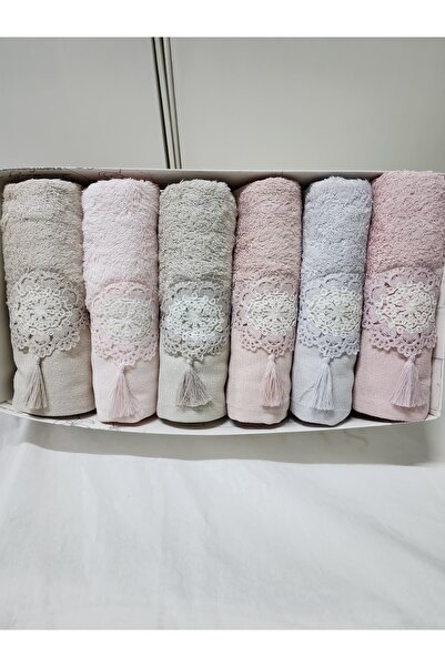 Fiesta Bambu Havlu Püsküllü Dantelli Havlu 50X90 (6 Adet)