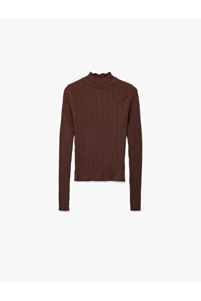 Koton Pulover tricotat cu mânecă lungă, cu guler înalt, cu detaliu cu volan