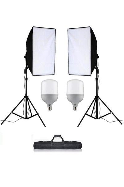 ADA GREENBOX 50x70 cm Softbox 2'li Sürekli Işık Seti Youtber Kit Taşıma Çantalı TOPLAM 100 WAT 9000 LÜMEN