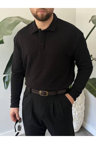 Gambocci Men's Long Sleeve Lightweight Loose Oversize Polo Neck Knitwear Swea...