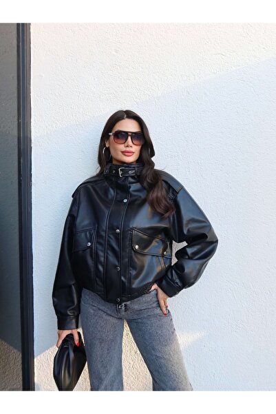 ESRAHELVACI Кожено яке с цип и копчета