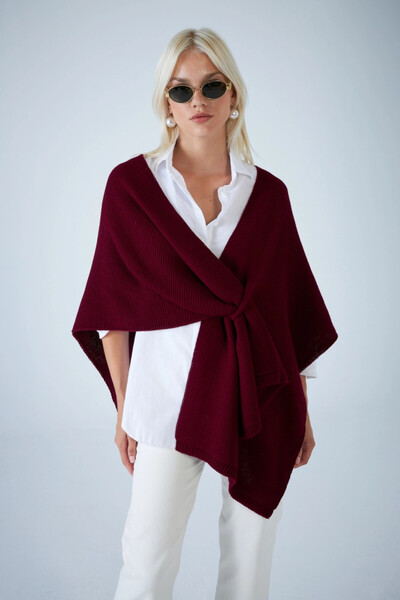 Cool & Sexy Women's Burgundy Knitwear Shawl Yv358