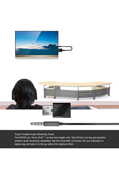 zola Bluetooth audio transmitter/receiver, USB type A input, 3.5 mm jack output, black