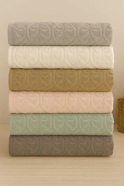 Mela Home Set de 6 prosoape pentru mâini și față cu model floral jacquard 50*90 cm - pentru poștaș - cadou - bucătărie bumbac 100% buc.