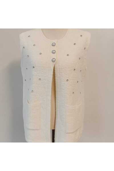 kar&ay Luxury Sleeveless Rhinestone Vest with Pockets