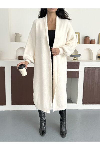 NOA LİNE Women's Soft Textured Long Long Knitwear Cardigan