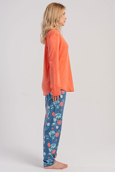 VİENETTA Pamuklu Kadın Büyük Beden Uzun Kol Pijama Takım