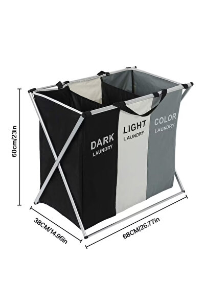 STBON 3-compartment foldable laundry basket 135L aluminum frame