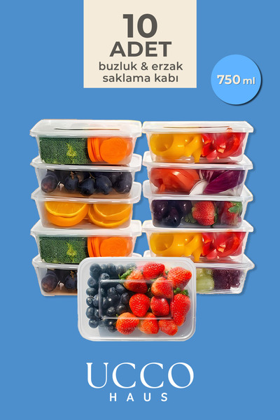 UCCO 10 Pieces 750ml Storage Container Set – Plastic Freezer Containers, Food Storage, Meal Prep & Kitchen Organization Boxes