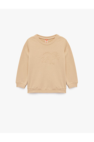 Koton Pamuklu Uzun Kollu Bisiklet Yaka Dinozor Baskılı Sweatshirt