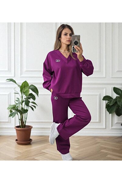 MAXORA SHOP Fine viscose suit with anchor and shiny rhinestone detail