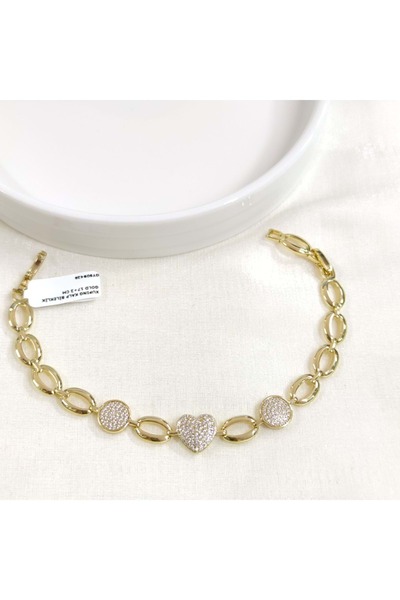 Güler Yüzlü Silver سوار قلب ذهبي من شوبينغ 17+2 سم