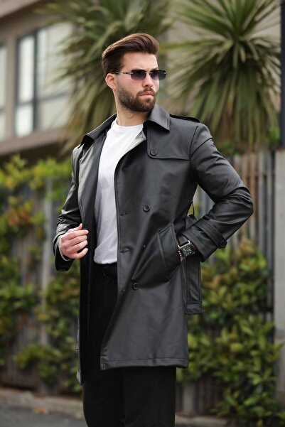 BASEL.CO Men's Premium Apollet Leather Trench Coat & Overcoat