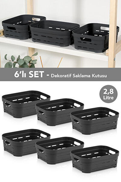Meleni Home 6-Hole Decorative Pyramid Storage Box - Closet Organizer Organizer Box 2.8 Lt Anthracite