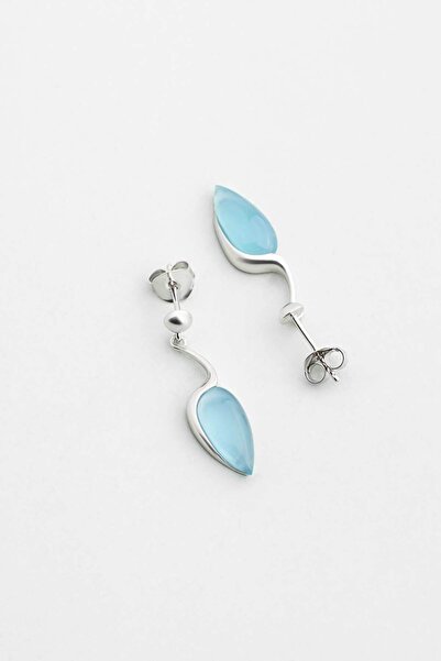 So CHIC... Damla Kalsedon 18 Ayar Beyaz Altın Kaplama Gümüş Küpe