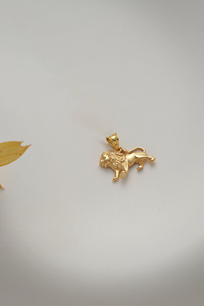 VeraDesignGold Aslan Burcu Altın Kolye Ucu 3 Boyutlu 14 Ayar Altın Kolye Ucu